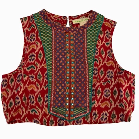 Anthropologie Tops - Anthropologie Staring at Stars Embroidered Cropped Blouse NWOT